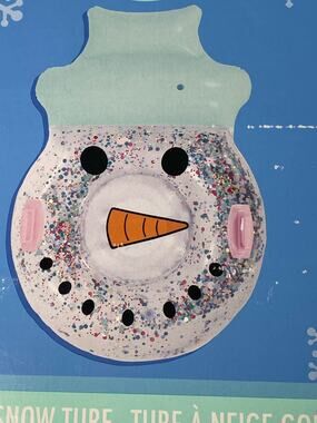 Glitter Snowman Luxe Inflatable Snow Tube/Sled New in Box 55.1" X 39.4"